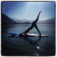Yoga on a stand-up paddle board