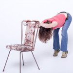 Chairs make great props for bending forward