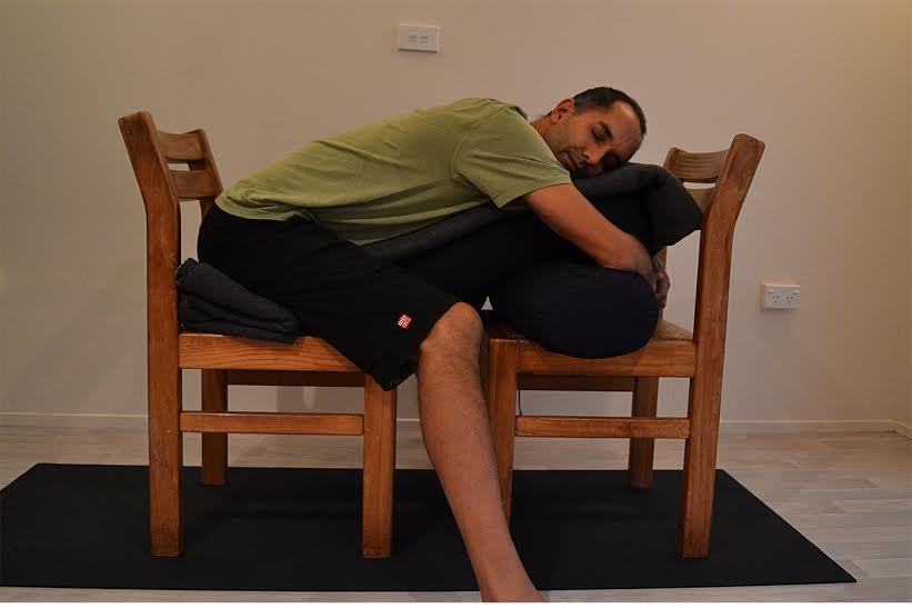 Supported Child's Pose with chair
